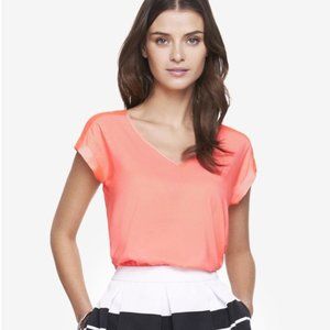 EXPRESS Coral Silky V-Neck Gramercy Tee